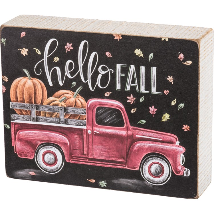 Hello Fall Chalk Sign - Wood, Paper