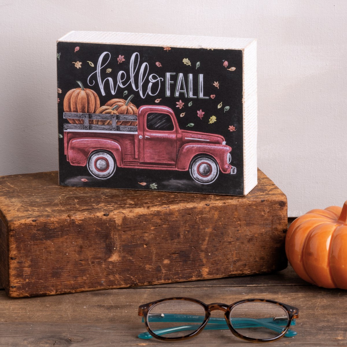 Hello Fall Chalk Sign - Wood, Paper