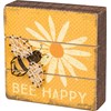 Slat String Art - Bee Happy - 6" x 6" x 1.75" - Wood, Paper, Metal, String