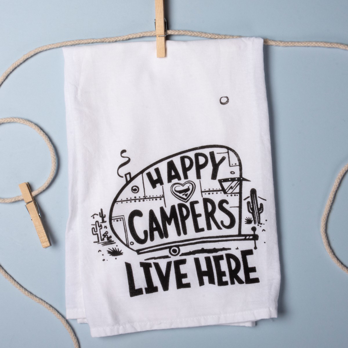 Happy Campers Live Here Kitchen Towel - Cotton