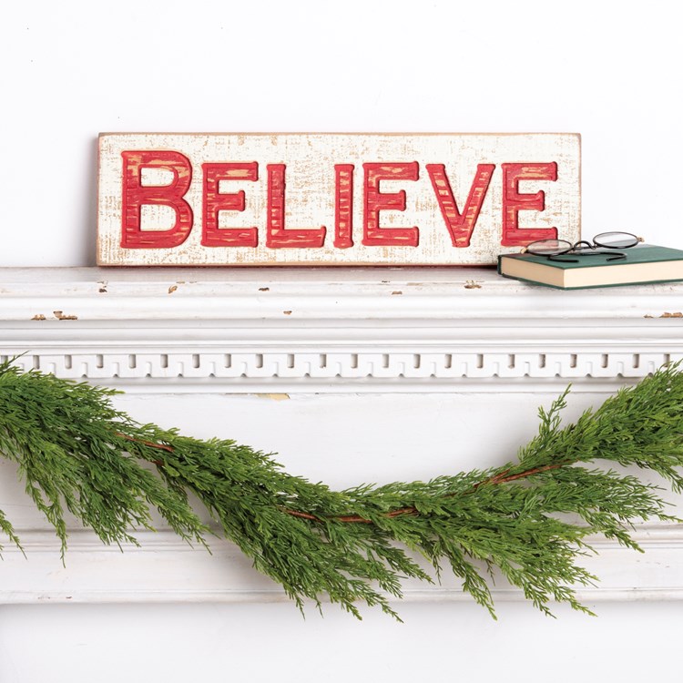 Believe Carved Sign - Wood