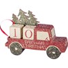 Tree And Truck Merry Christmas Block Countdown - Wood, Ribbon, Mica
