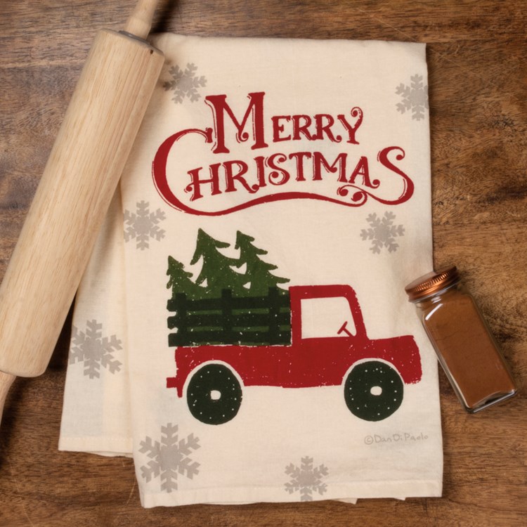 Kitchen Towel - Christmas Truck  - 28" x 28" - Cotton 