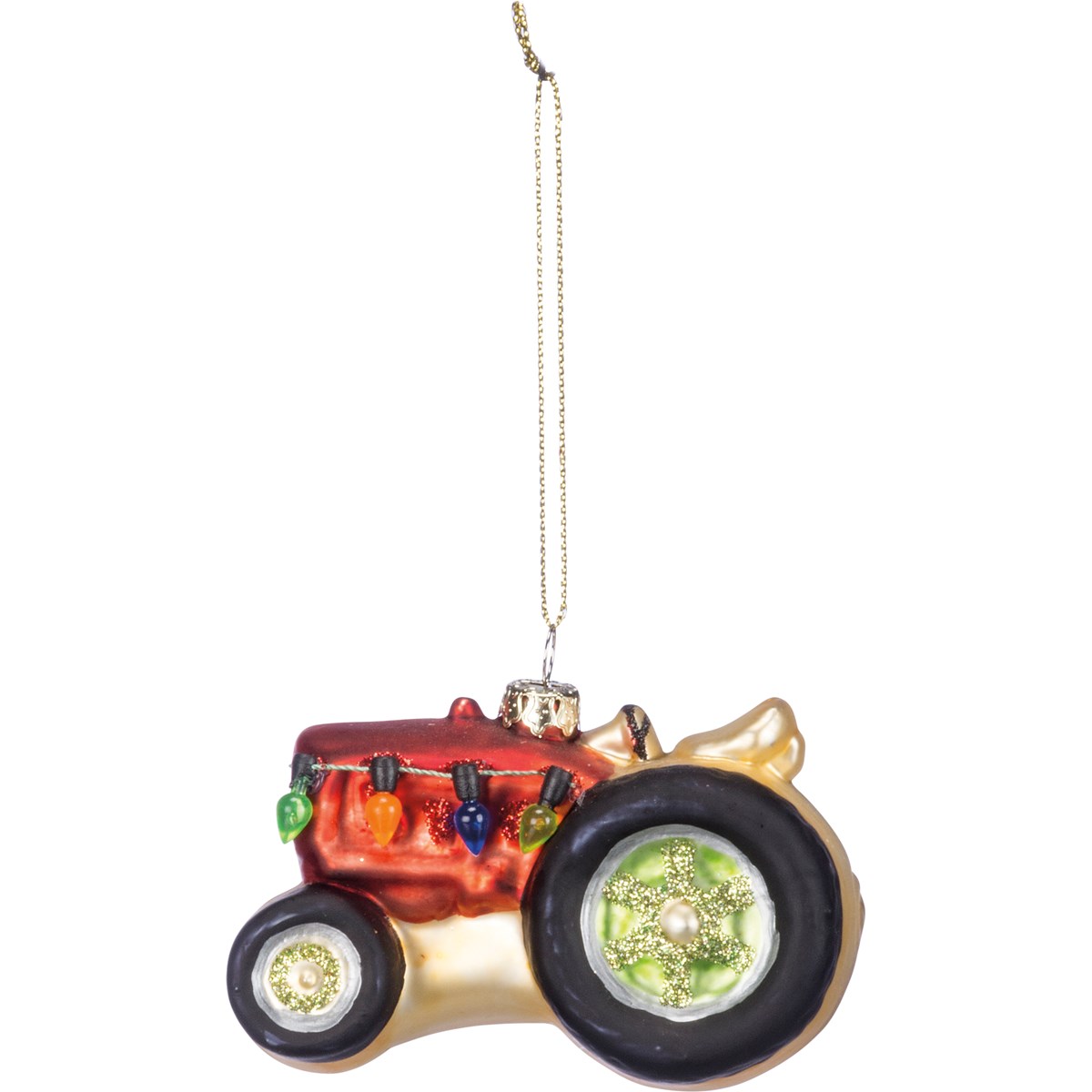 Glass Tractor Ornament - Glass, Metal, Plastic, Glitter