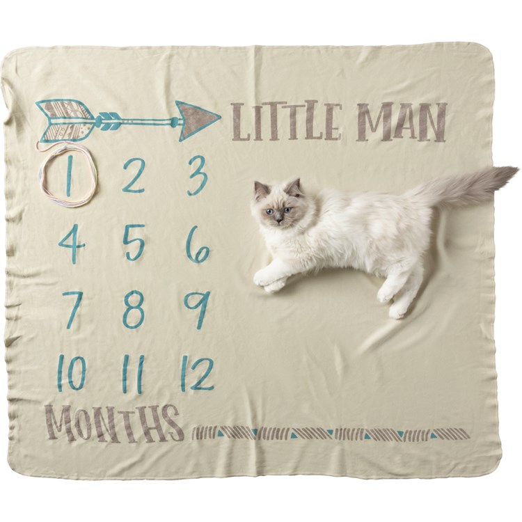 Milestone Blanket - Little Man - 42" x 36" - Cotton