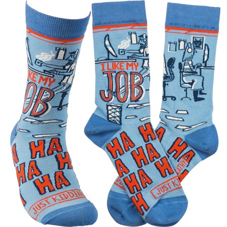 Socks - I Like My Job Ha Ha - One Size Fits Most - Cotton, Nylon, Spandex