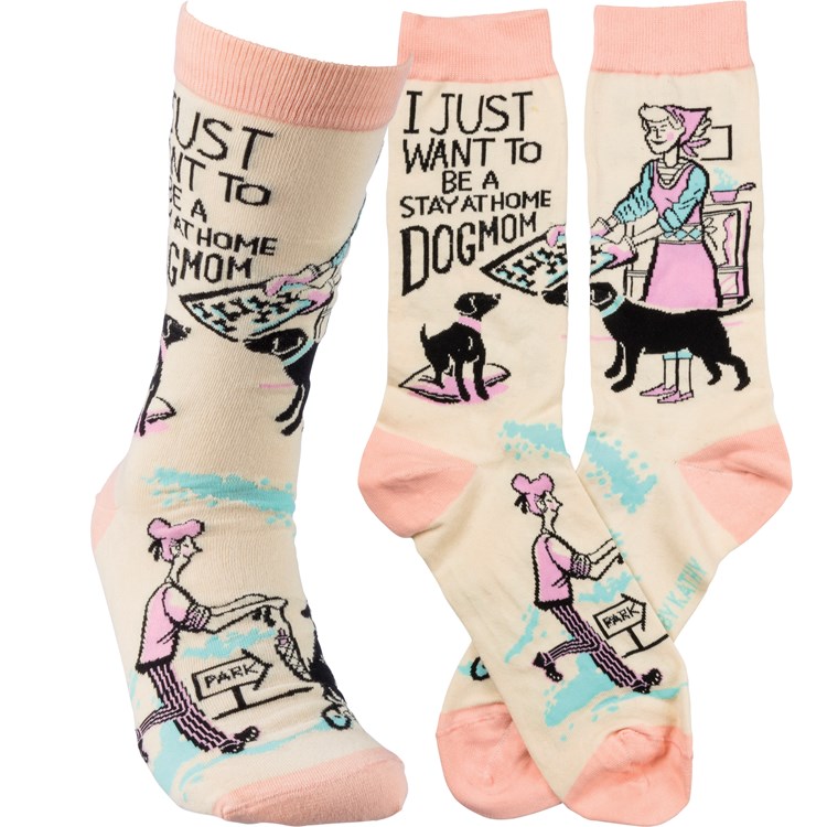 Socks - Be A Stay At Home Dog Mom - One Size Fits Most - Cotton, Nylon, Spandex
