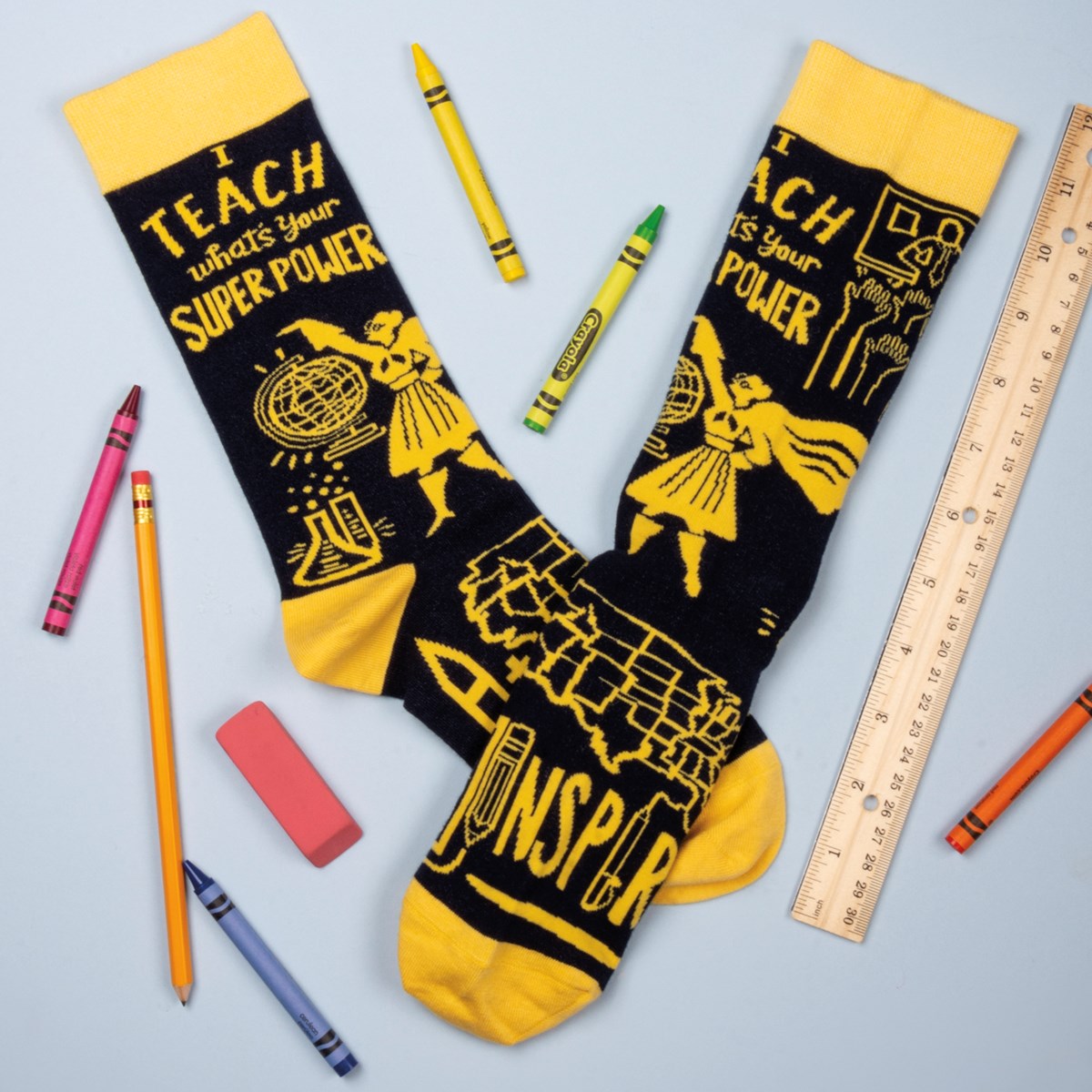 Socks - I Teach What's Your Super Power - One Size Fits Most - Cotton, Nylon, Spandex