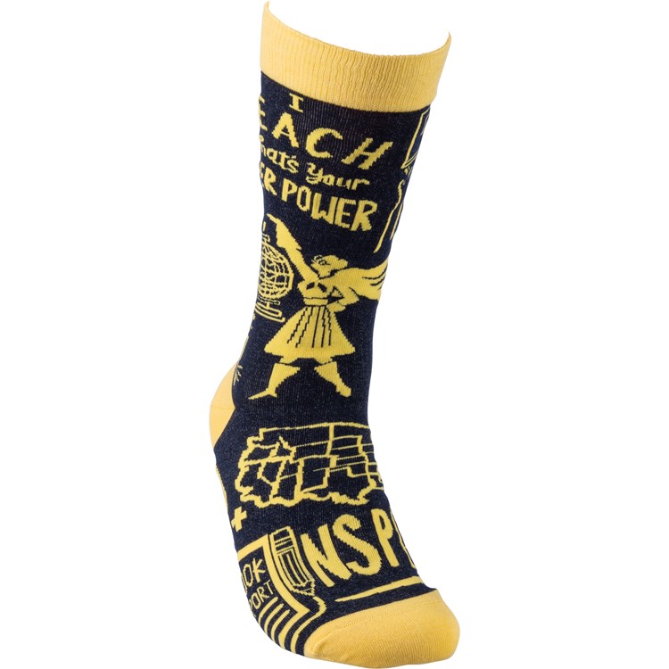 Socks - I Teach What's Your Super Power - One Size Fits Most - Cotton, Nylon, Spandex