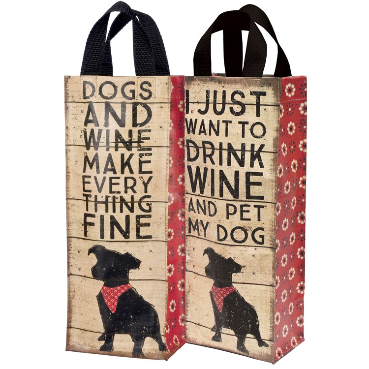 Dogs And Wine Wine Tote - Post-Consumer Material, Nylon