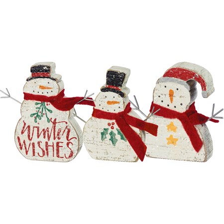 Winter Wishes Chunky Sitter Set - Wood, Metal, Fabric, Mica