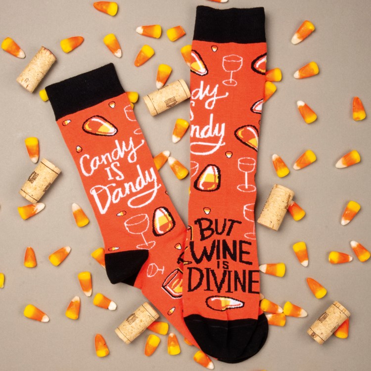 Candy Is Dandy But Wine Is Divine Socks - Cotton, Nylon, Spandex 