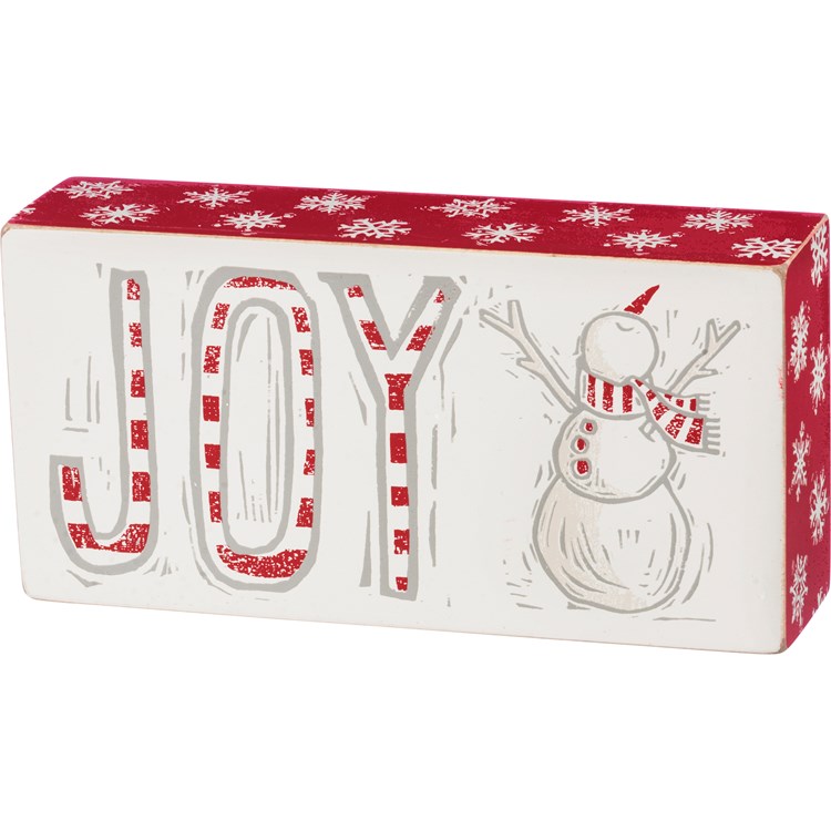 Joy Snowman Box Sign - Wood 