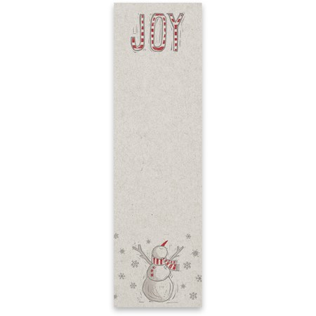 List Notepad - Joy Snowman - 2.75" x 9.50" x 0.25" - Paper, Magnet 
