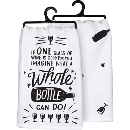 Kitchen Towel - One Glass Of Wine Is Good For You - 28" x 28" - Cotton 