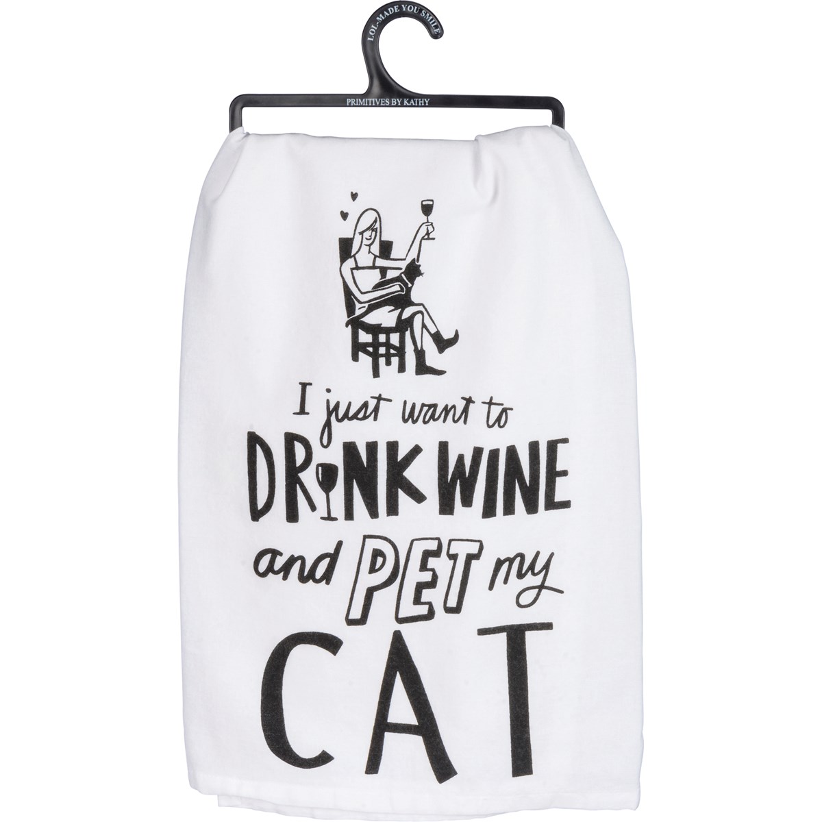 Drink Wine And Pet My Cat Kitchen Towel - Cotton 