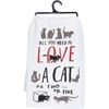 You Need Is Love And A Cat Or Two Kitchen Towel - Cotton, Glitter 