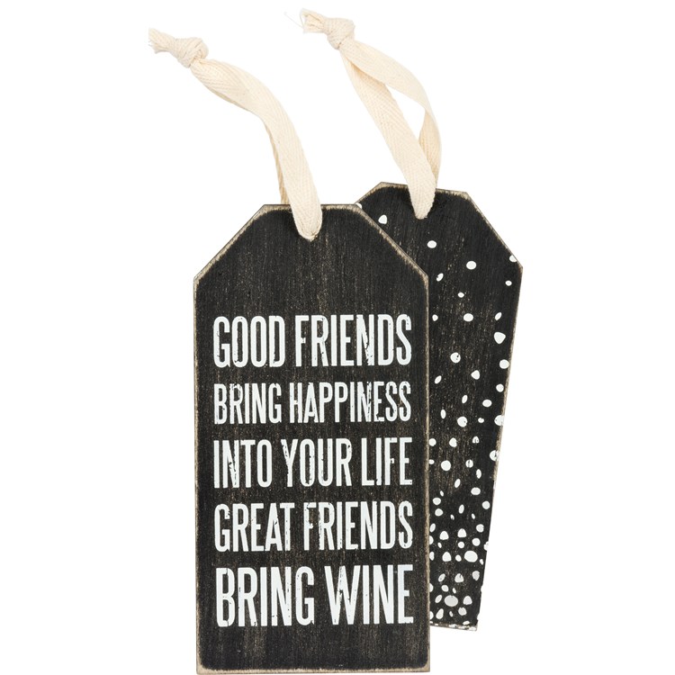Great Friends Bottle Tag - Wood, Cotton