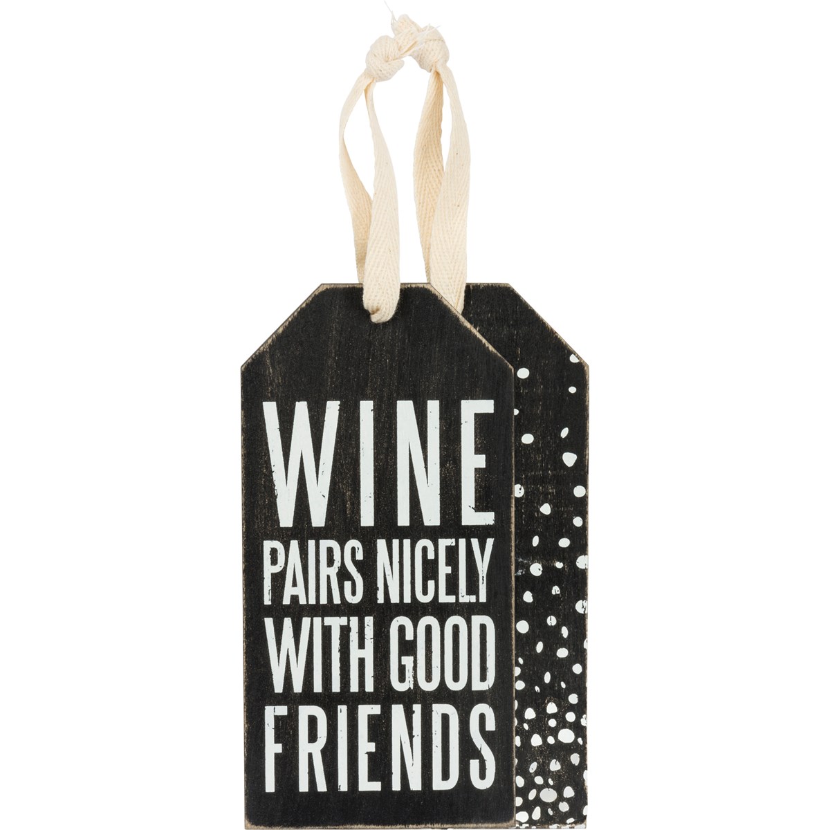 Pairs Nicely Bottle Tag - Wood, Cotton
