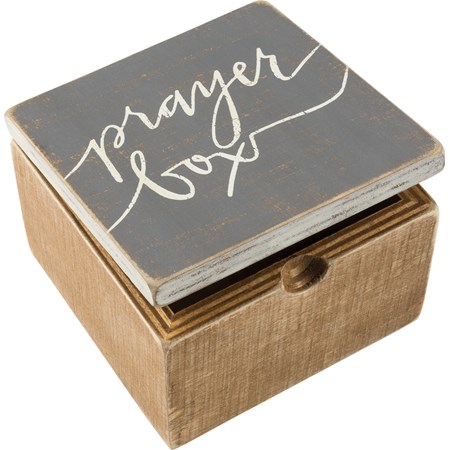 Hinged Box - Prayer Box - 4" x 4" x 2.75" - Wood, Metal