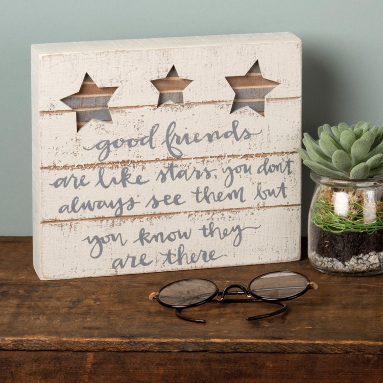Good Friends Are Like Stars Slat Box Sign - Wood