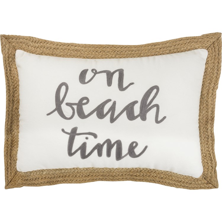 On Beach Time Rope Trim Pillow - Cotton, Jute, Zipper