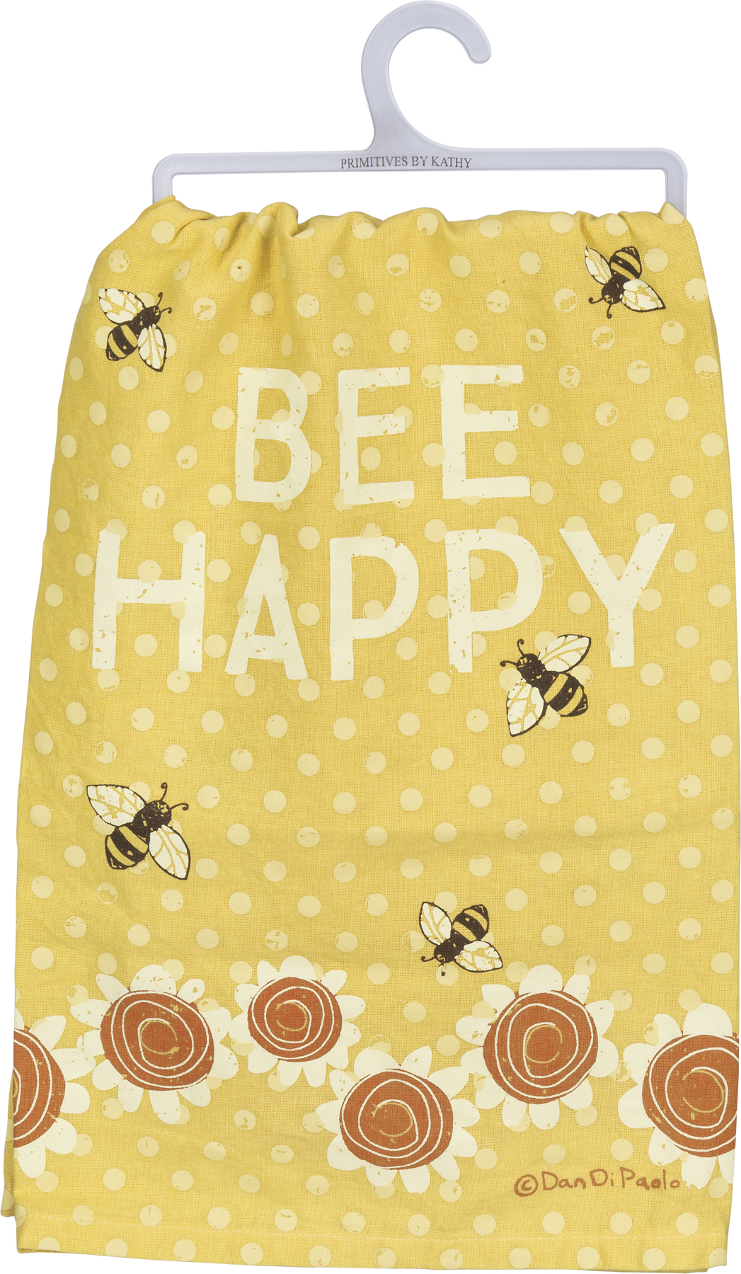 Bee Happy Yellow Kitchen Towel | Primitives By Kathy