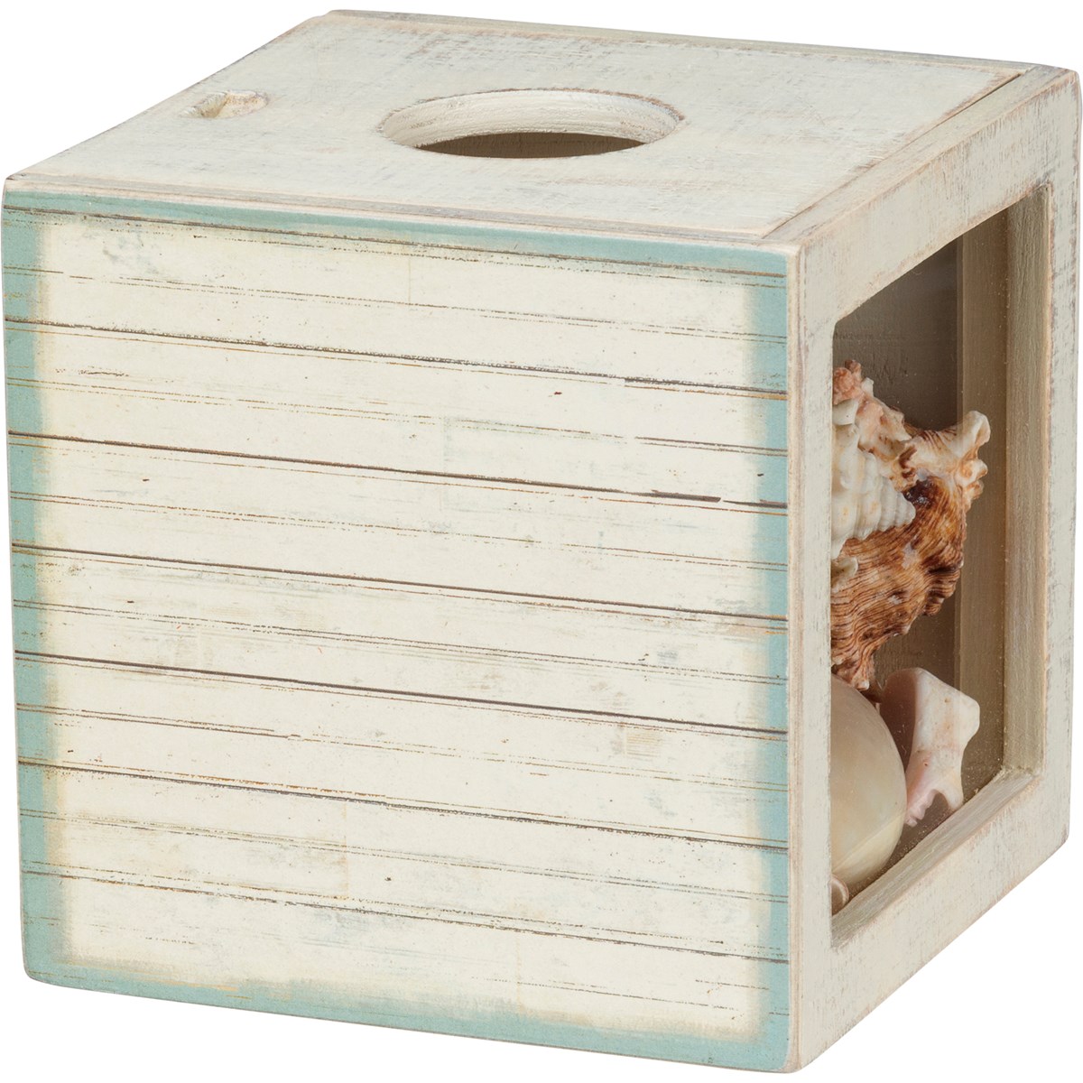 Shell Holder - Every Sea Shell Has A Story - 4.25" x 4.25" x 4.25" - Wood, Paper, Glass