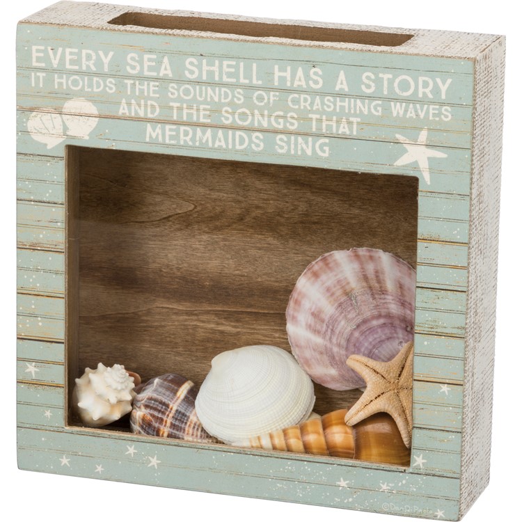 Every Sea Shell Has A Story Shell Holder - Wood, Paper, Glass