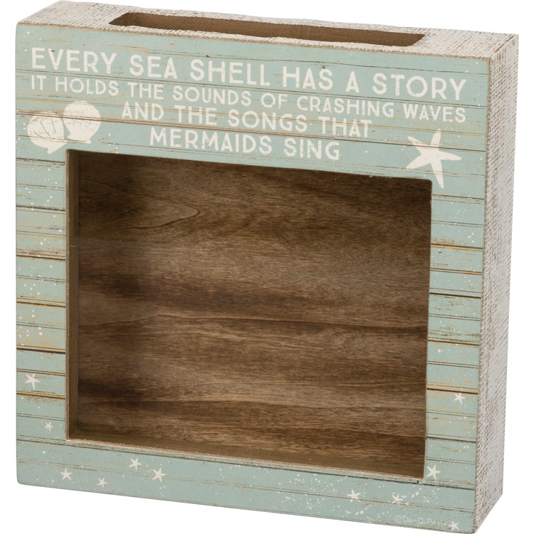 Every Sea Shell Has A Story Shell Holder - Wood, Paper, Glass
