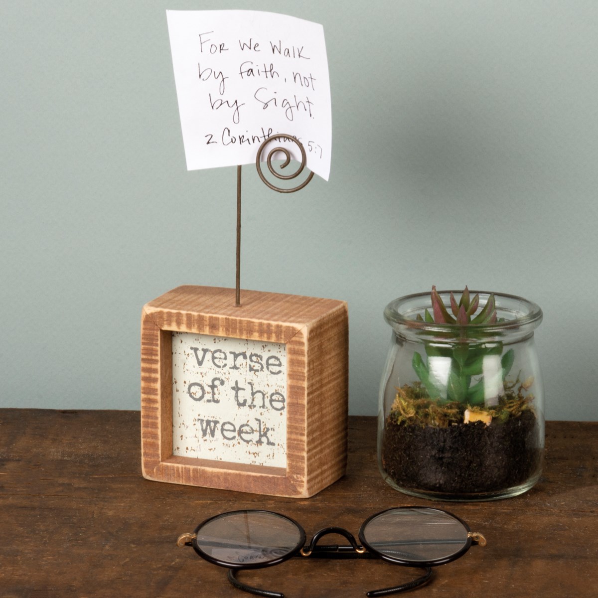 Verse of the week Mini Inset Photo Block - Wood, Wire