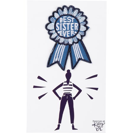 Patch - Best Sister Ever - Patch: 1.75" x 2.50", Card: 3" x 5" - Fabric, Cotton, Paper