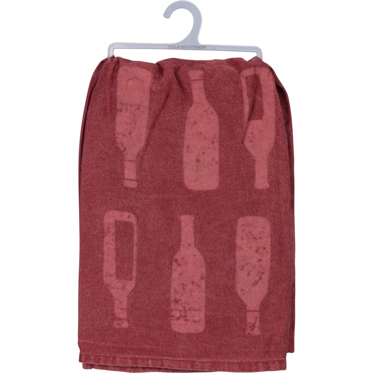 Polishing Off Two Bottles Of Wine Kitchen Towel - Cotton