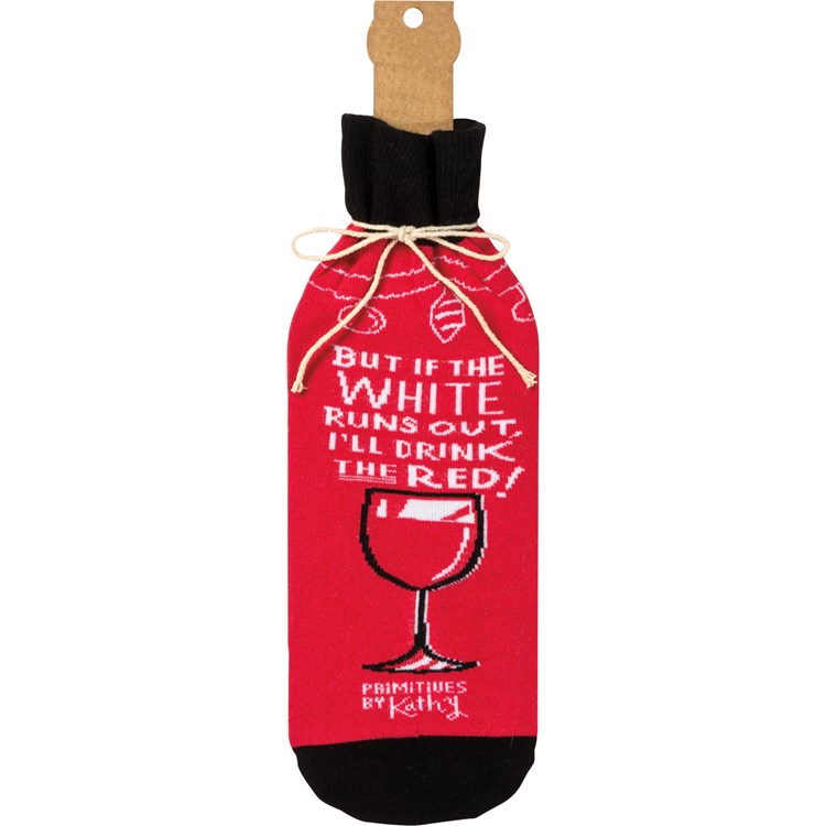 White Christmas I'll Drink Red Bottle Sock - Cotton, Nylon, Spandex