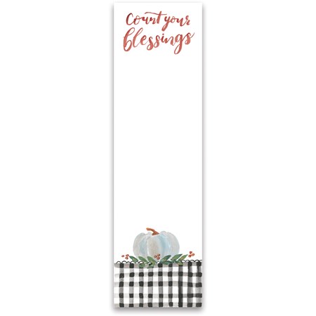List Notepad - Count Your Blessings - 2.75" x 9.50" x 0.25" - Paper, Magnet