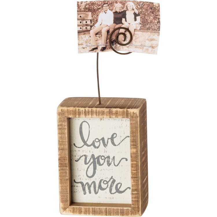 Love You More Inset Photo Block - Wood, Wire