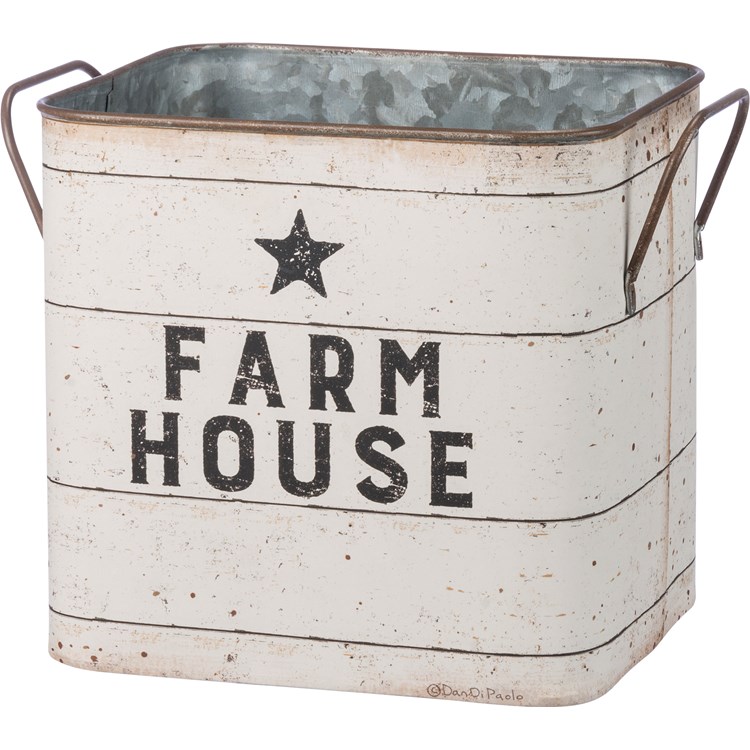 Bin Set - Farm House / Farm Sweet Farm House - 9.25" x 8.25" x 7.75", 7.50" x 7.25" x 6.50" - Metal, Paper