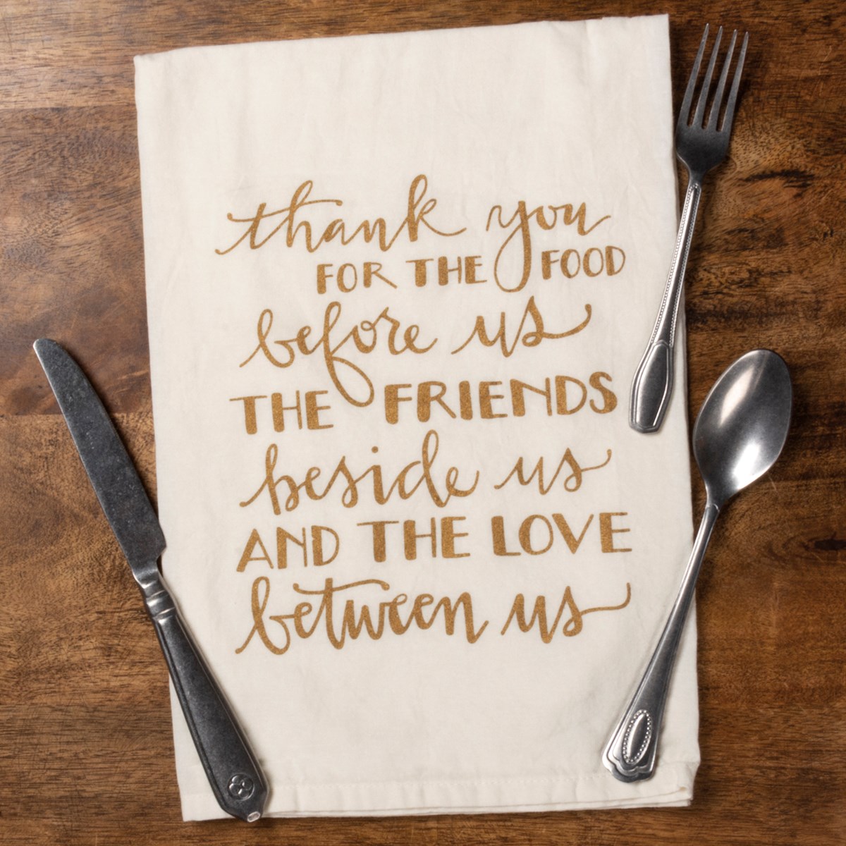 Thank You For The Food Before Us Kitchen Towel - Cotton