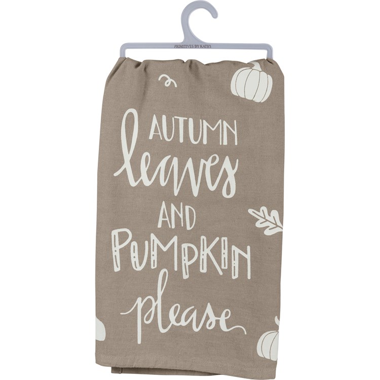 Autumn Leaves And Pumpkin Please Kitchen Towel - Cotton