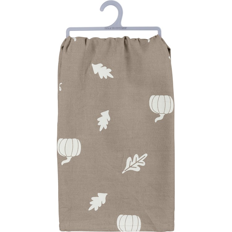 Autumn Leaves And Pumpkin Please Kitchen Towel - Cotton