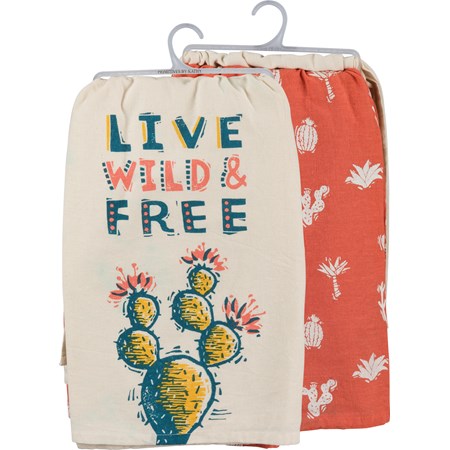 Kitchen Towel Set - Live Wild & Free - 28" x 28" - Cotton