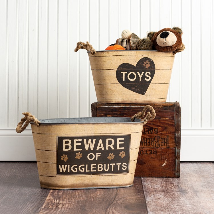 Toys, Beware Of Wigglebutts Bin Set - Metal, Paper, Rope
