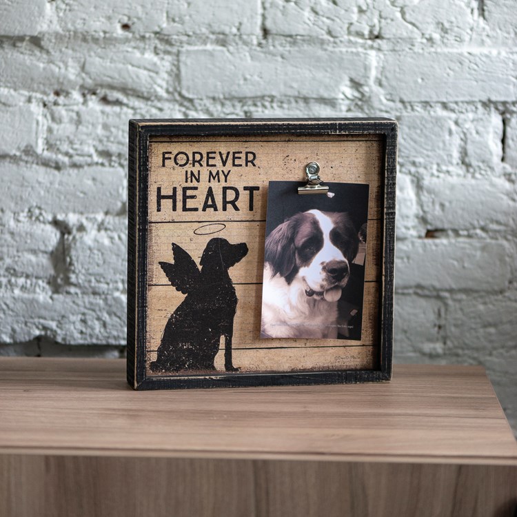 Inset Box Frame - Forever In My Heart - 10" x 10" x 2", Fits 4" x 6" Photo - Wood, Paper, Metal