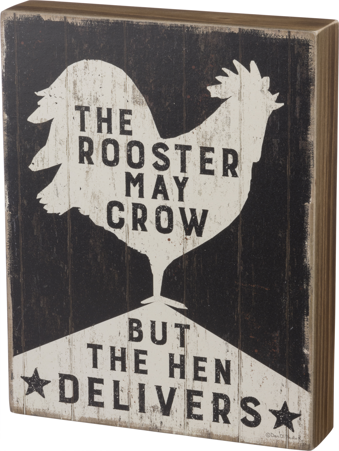The rooster may crow but hen delivers goods tin metal best home decor