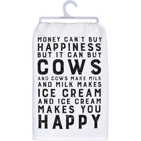 Kitchen Towel - Money Can Buy Cows - 28" x 28" - Cotton