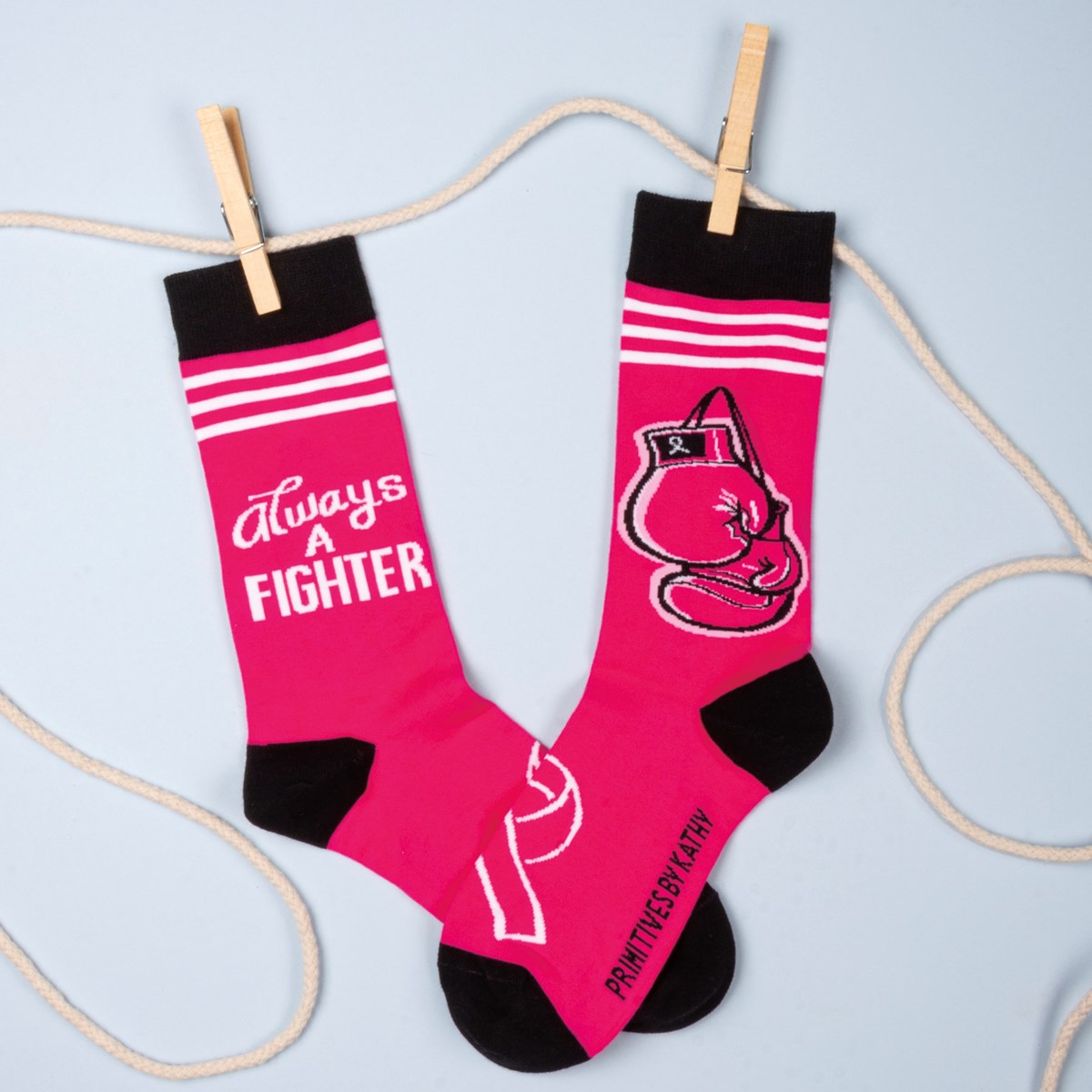 Socks - Always A Fighter - One Size Fits Most - Cotton, Nylon, Spandex