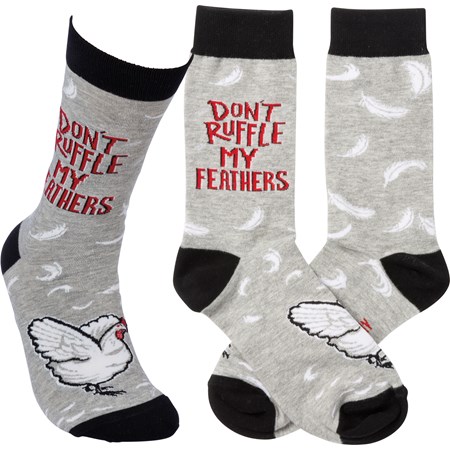 Socks - Don't Ruffle My Feathers - One Size Fits Most - Cotton, Nylon, Spandex