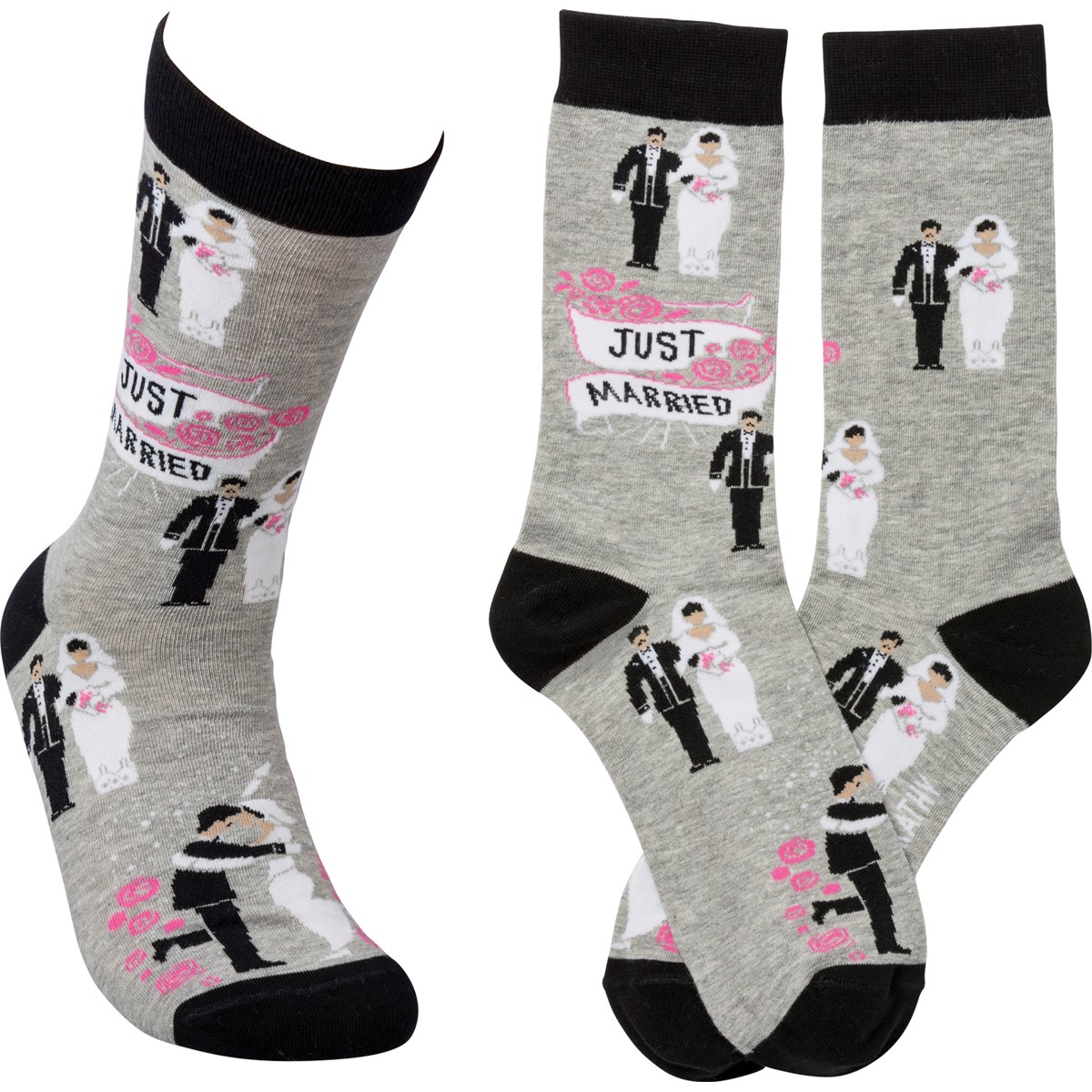 Just Married Socks - Cotton, Nylon, Spandex