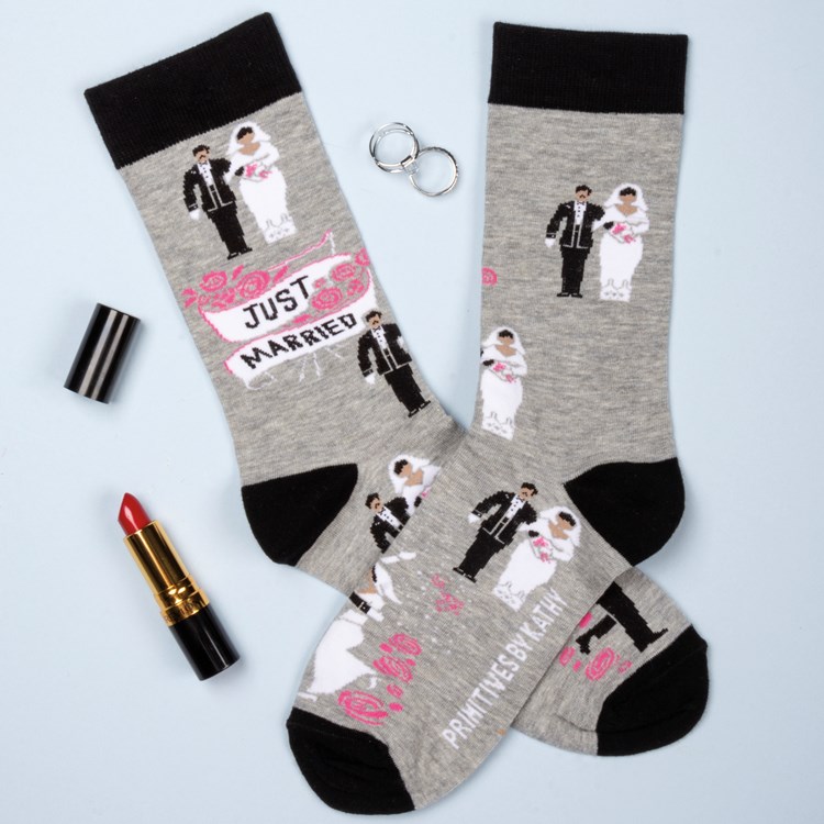 Socks - Just Married - One Size Fits Most - Cotton, Nylon, Spandex