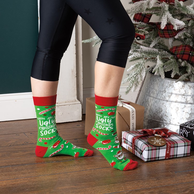 These Are My Ugly Christmas Socks Socks - Cotton, Nylon, Spandex